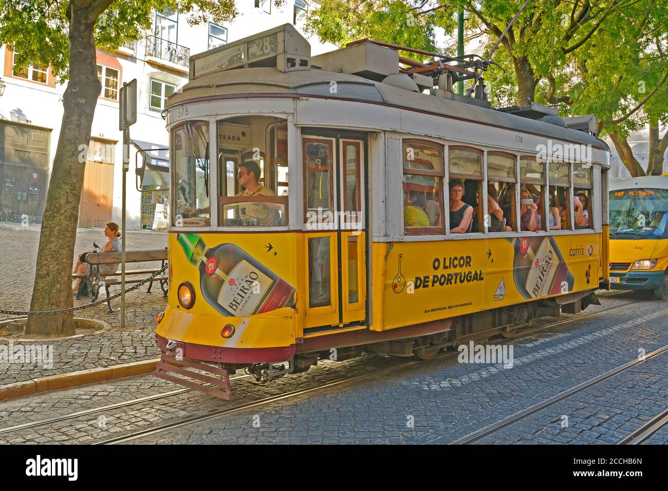 Tram in Lisbon Portugal Stock Photo