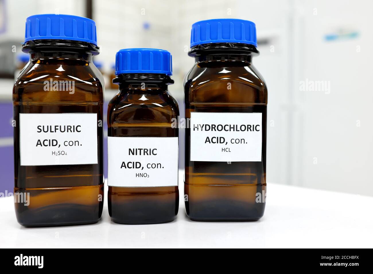 Selective focus of strong Nitric, Sulfuric and Hydrochloric acids in