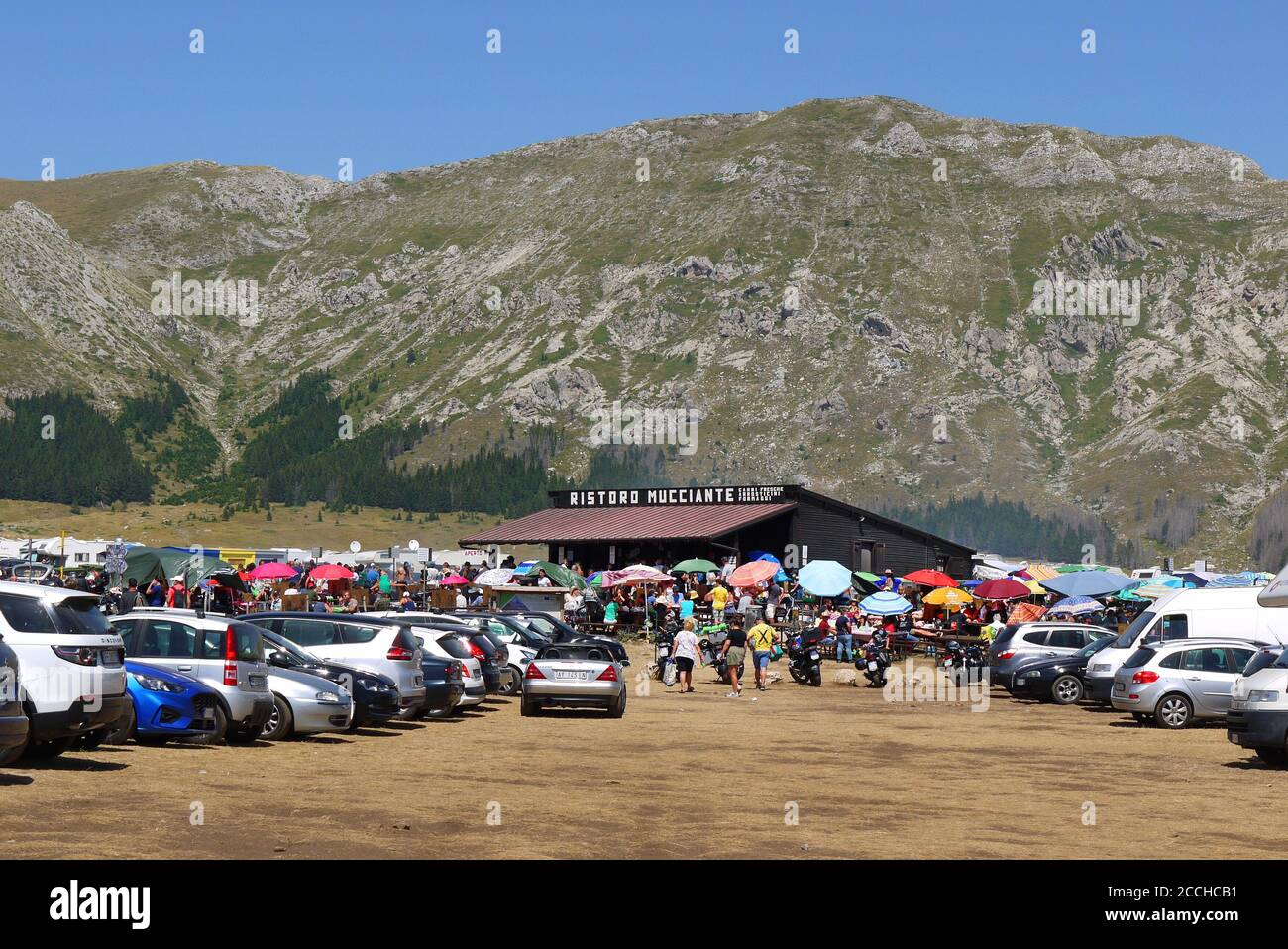 Ristoro Mucciante on Campo Imperatore in the Gran Sasso D'Italia, Abruzzo, Italy. Stock Photo