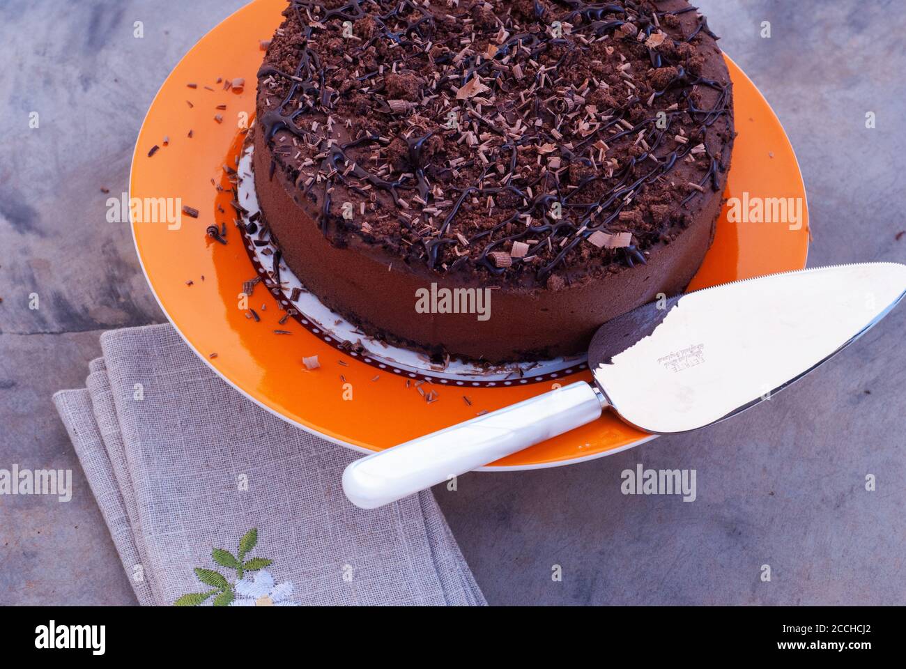 Chocolate cake still life Stock Photo Alamy