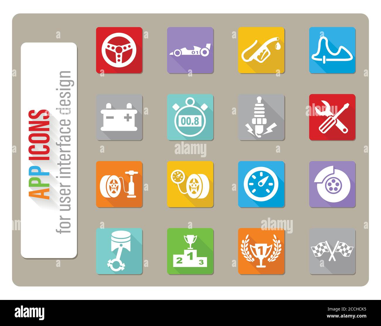 racing icon set Stock Vector