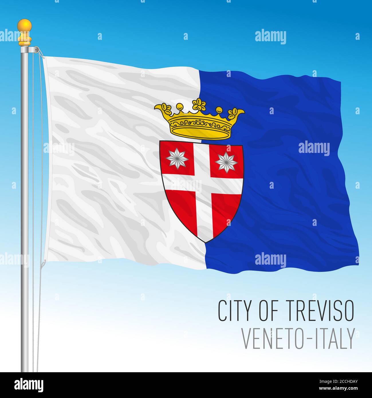 Treviso, official flag of the city and municipality, Veneto, Italy, vector illustration Stock Vector