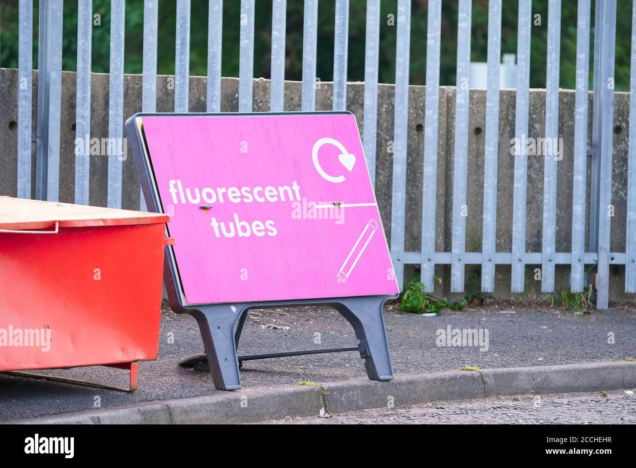 Recycle bin for fluorescent tubes lights to save pollution Stock Photo Alamy