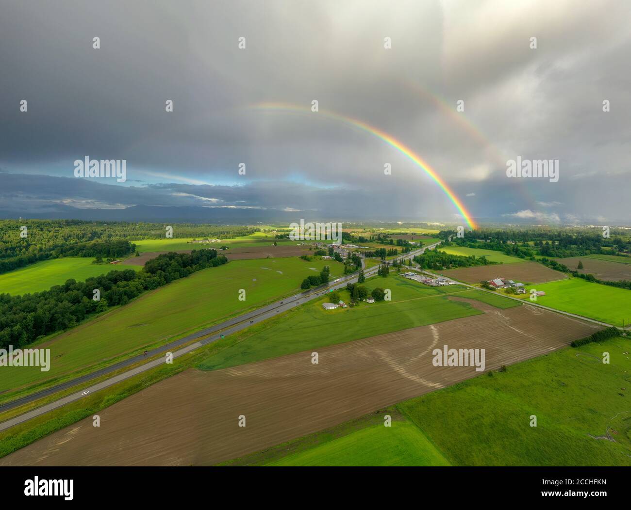 Amazing Rainbow Scenery in the Pacific Northwest Stock Photo