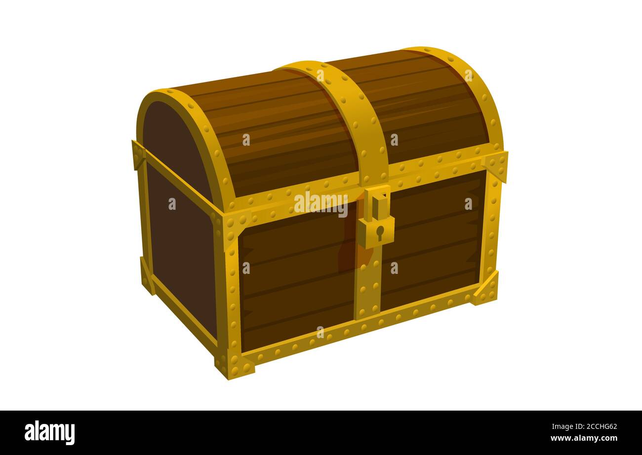 Chest 3d object, vintage icon isolated white background. Vector ...
