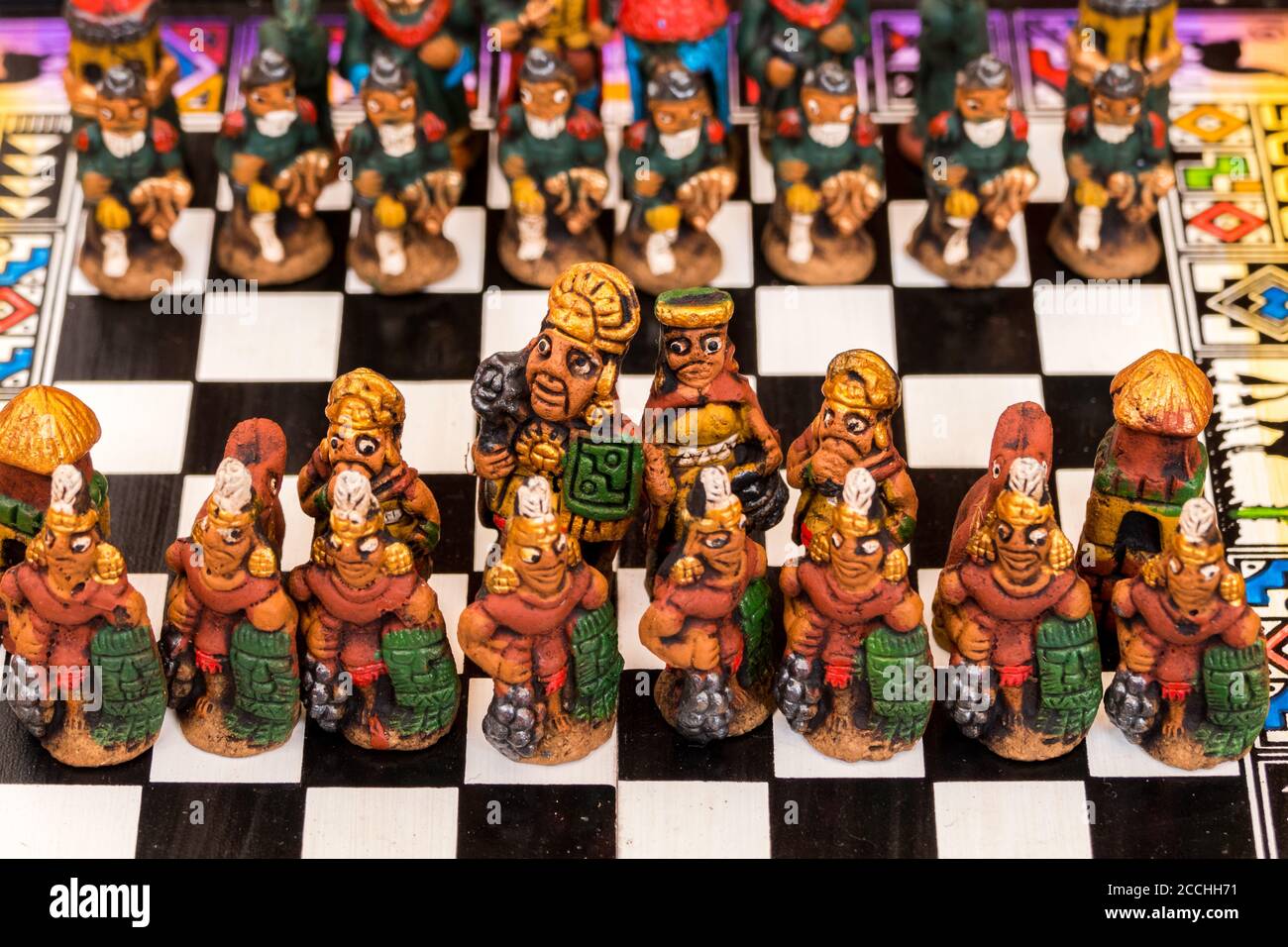 Hand Painted Ceramic Chess Set w/Multi-Level Solid Wood Custom Chess Board  - Chess - Leicester, Massachusetts, Facebook Marketplace