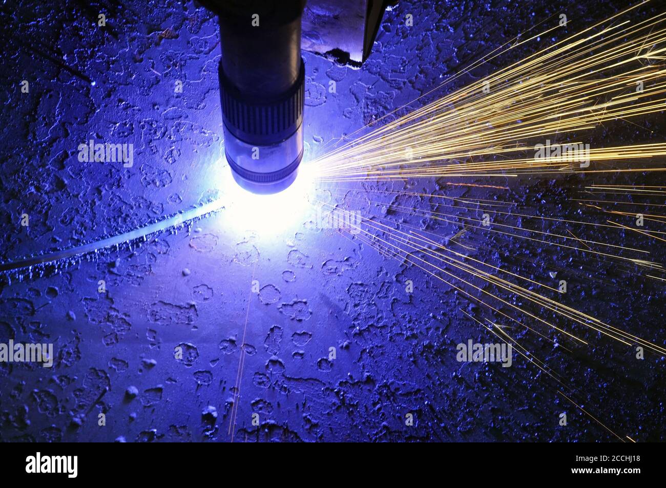 metal cutting process using plasma cutting machine Stock Photo Alamy