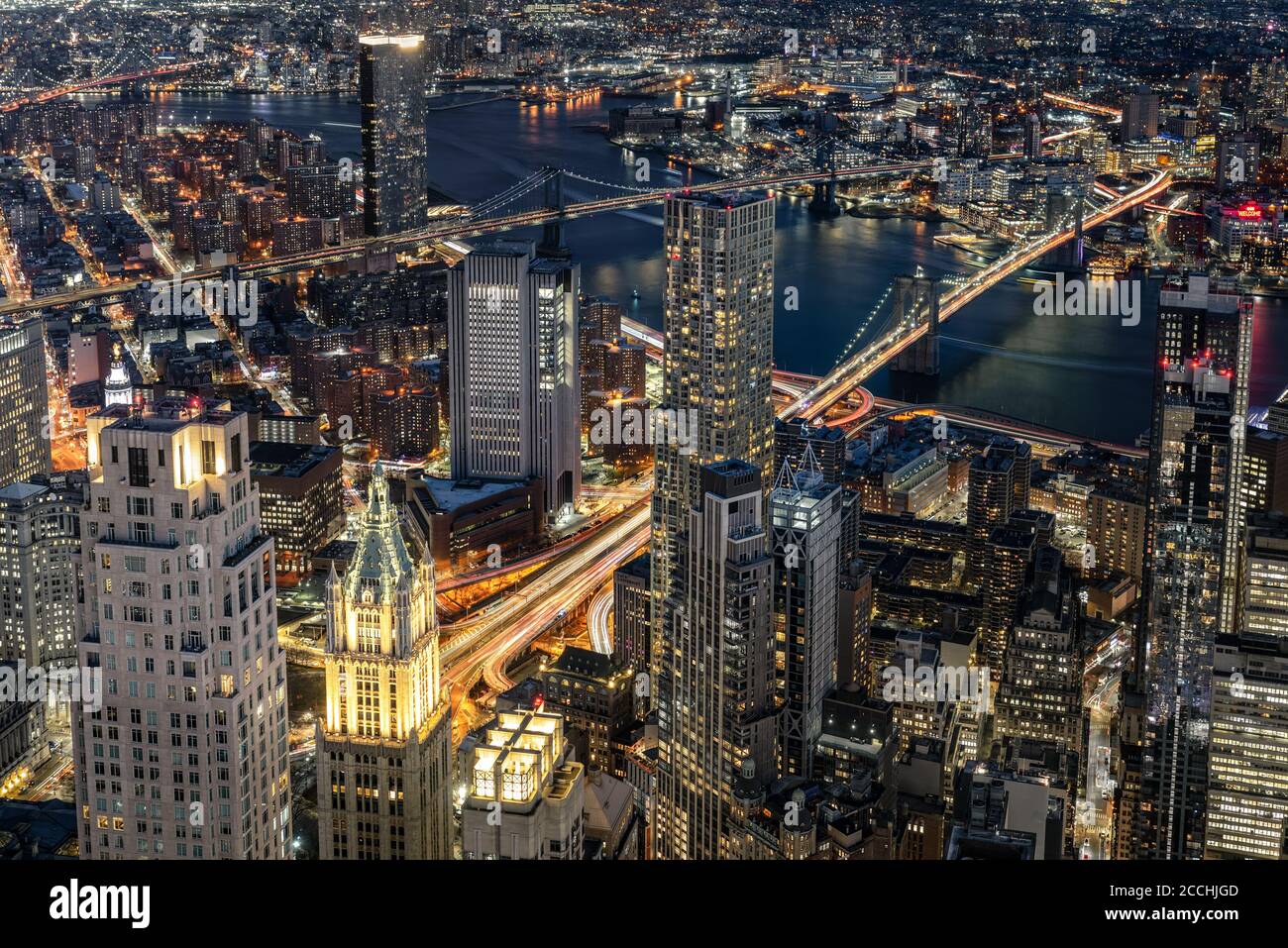 New york city at night aerial hi-res stock photography and images - Alamy