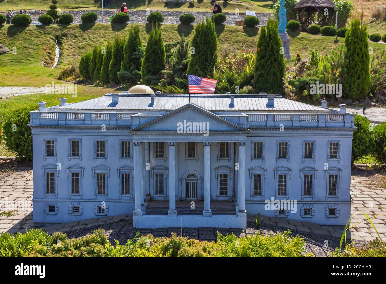 Krajno-Zagorze, Poland - August 14th, 2020. The miniature of White House in Sabat Krajno Amusement and Miniatures Park Stock Photo