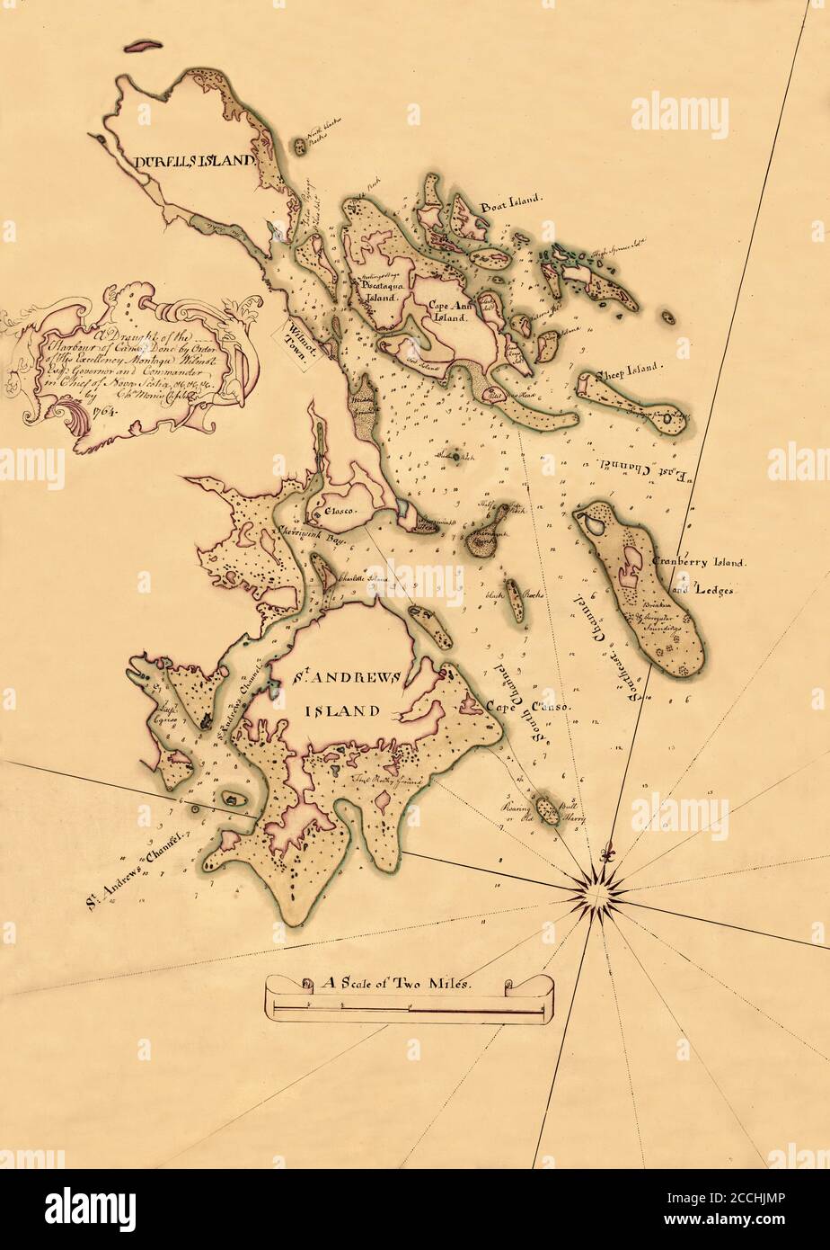 Map Of Canso Islands 1764 Stock Photo