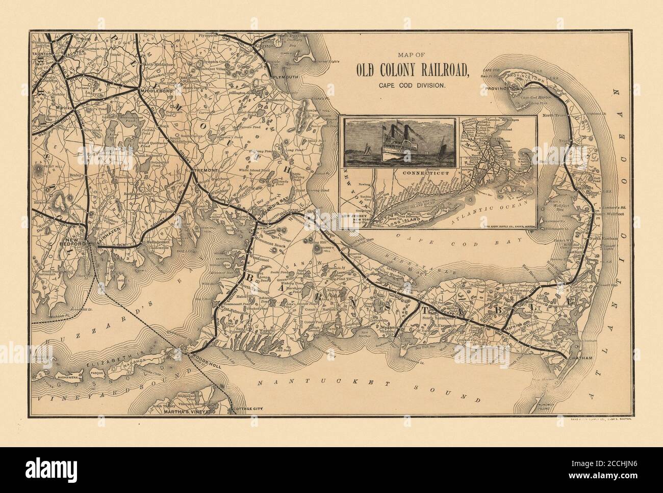 Map Of Cape Cod 1888 Stock Photo