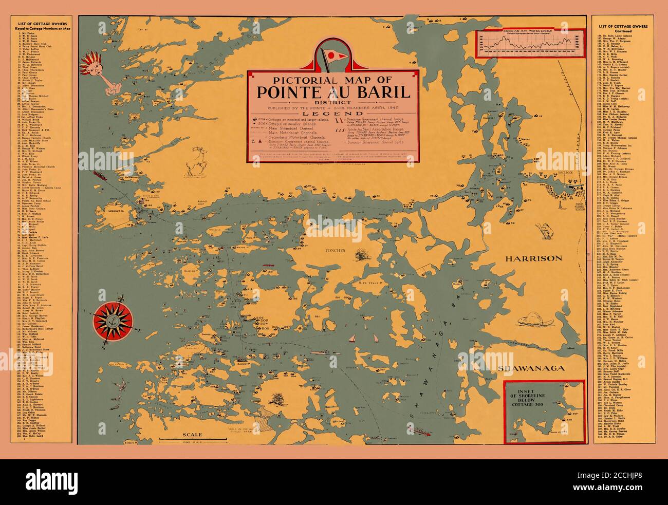 Map Of Georgian Bay Stock Photo