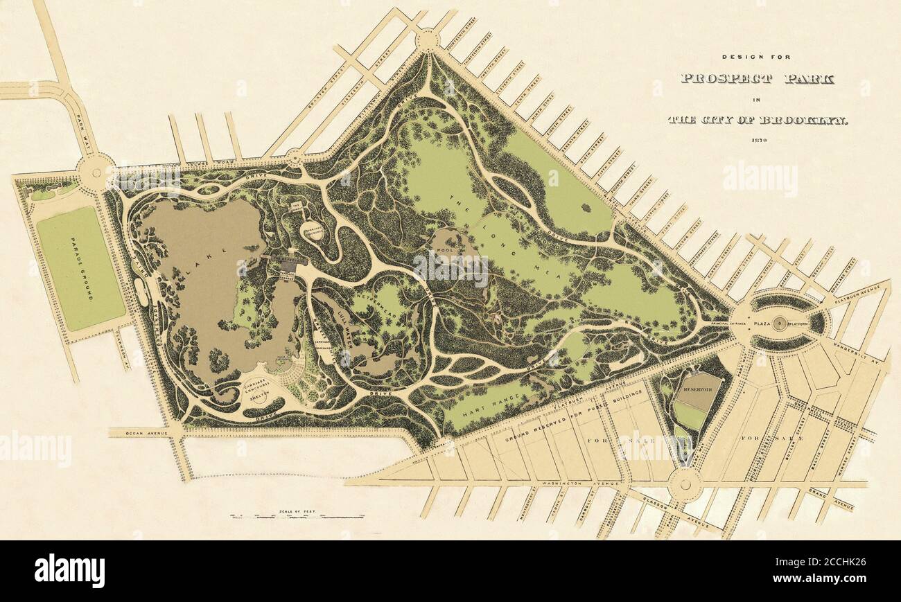 Map Of Prospect Park 1870 Stock Photo
