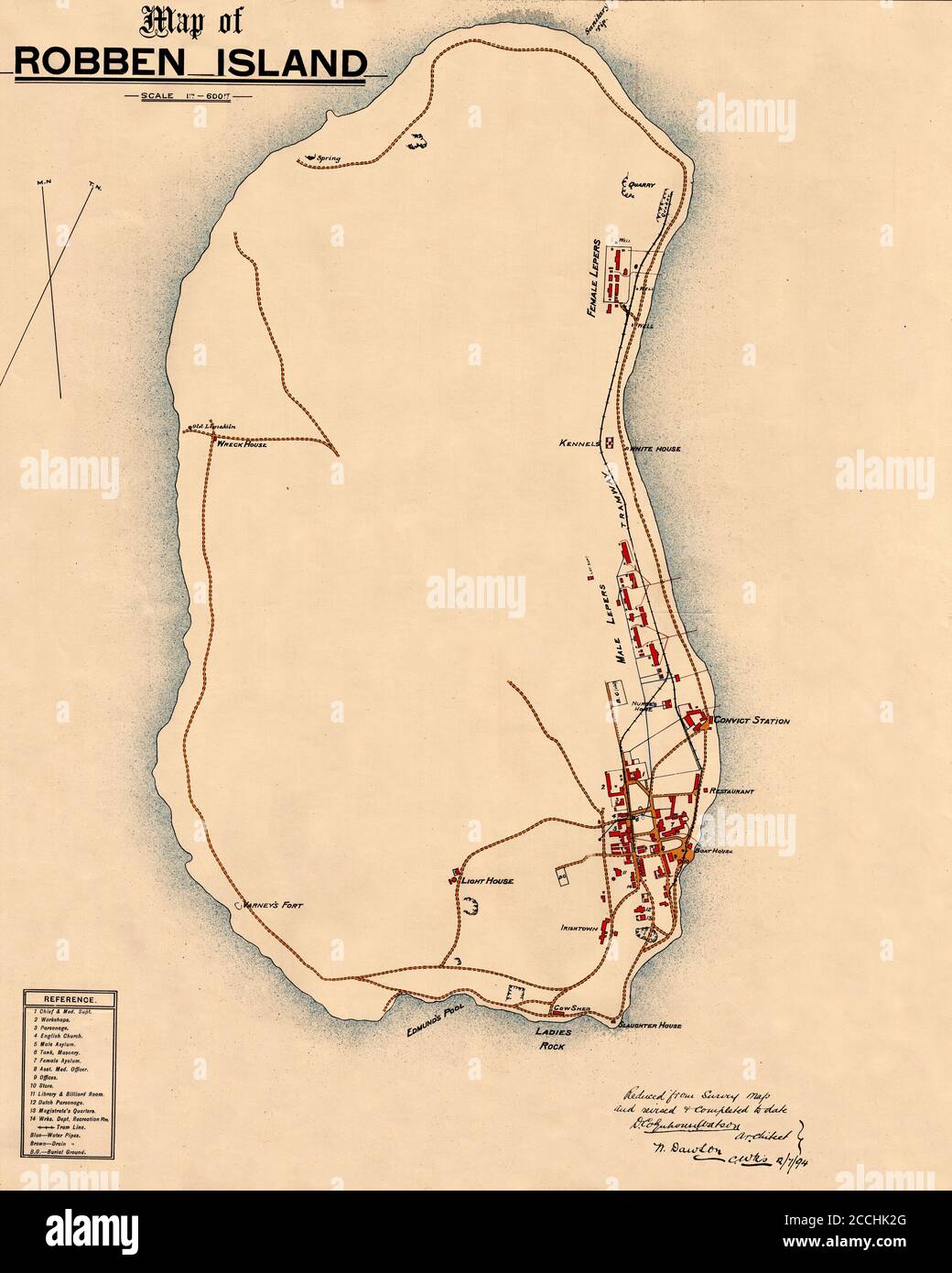 Map Of Robben Island 1894 Stock Photo