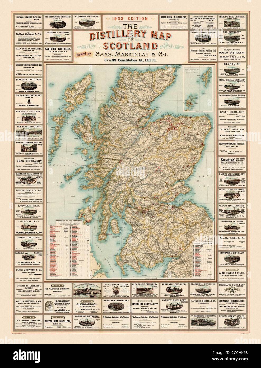 Whisky Map 1902 Stock Photo