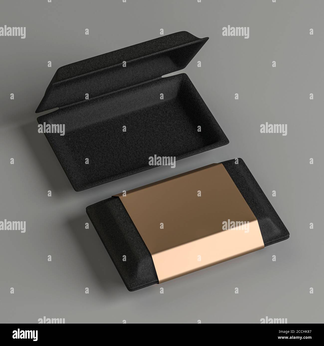 Download Food Container Black Box Mockup With Gold Cover For Branding And Identity Open And Close Isolated Stock Photo Alamy