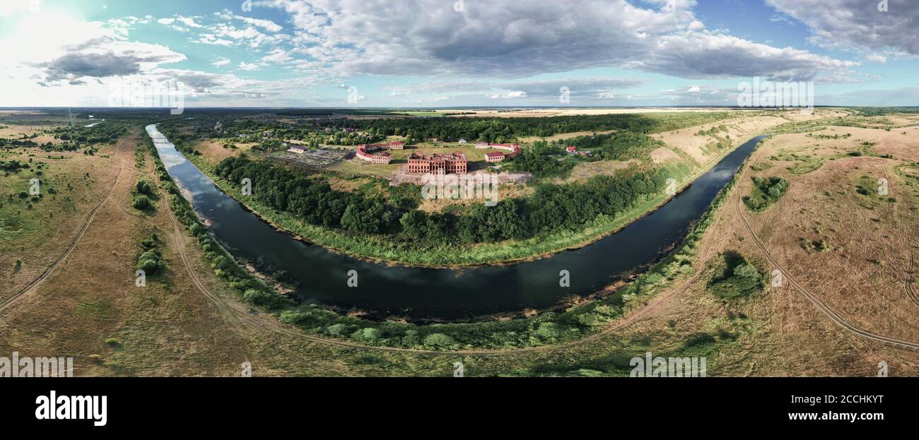 Aerial panorama of the 18th century estate of the landowner Prince