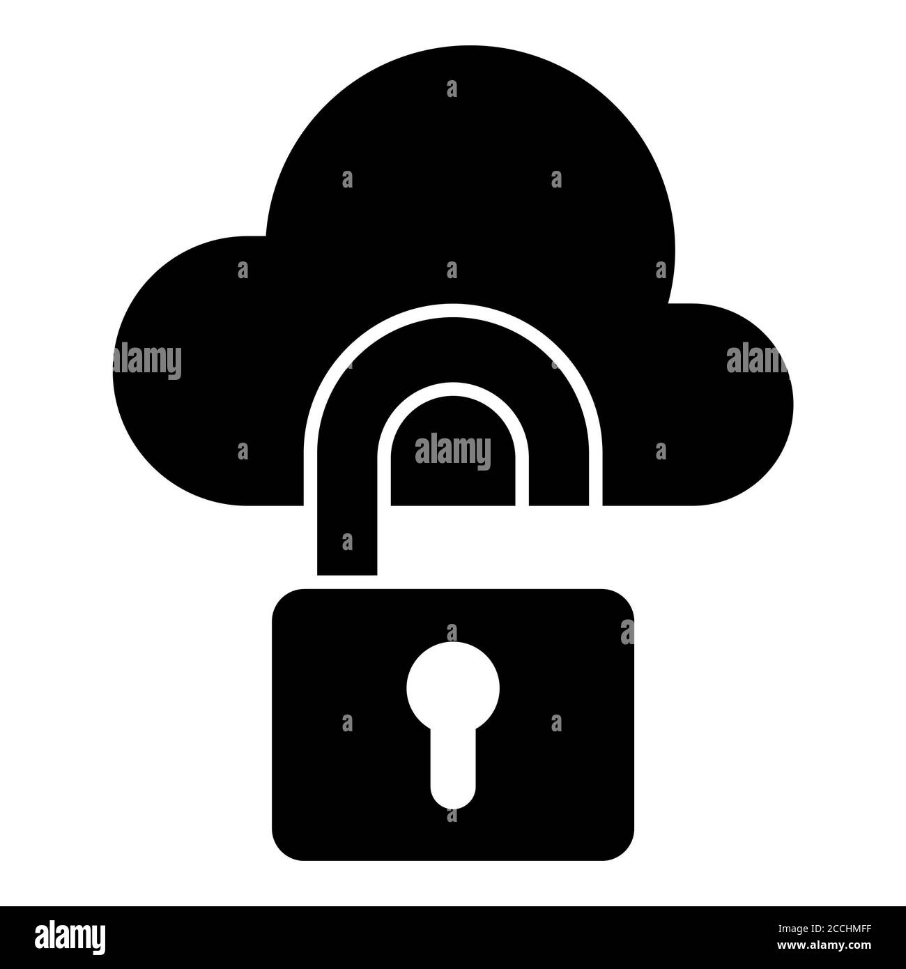 Unlock cloud Glyph Icon Stock Photo