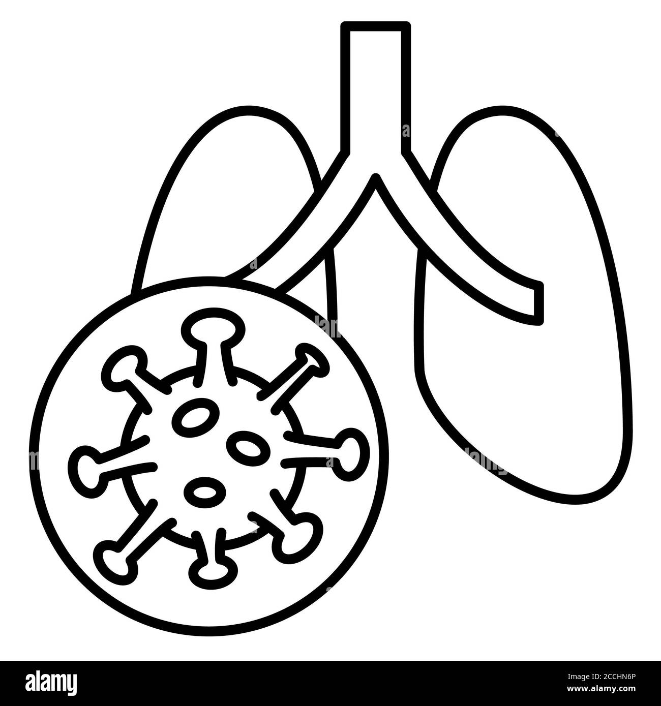 Lungs anatomy Corona Line Icon Stock Photo