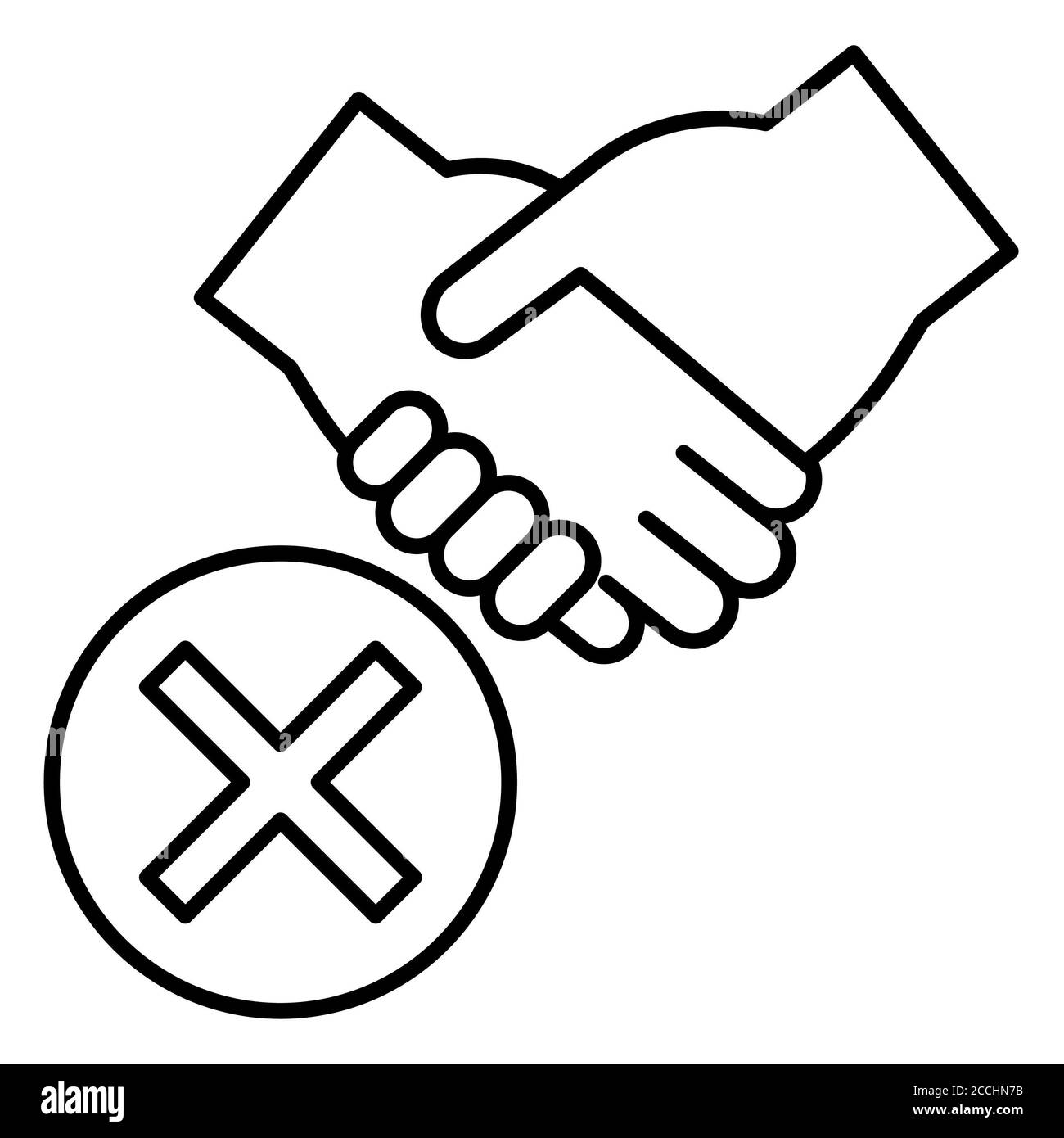 No Handshake Corona Line Icon Stock Photo