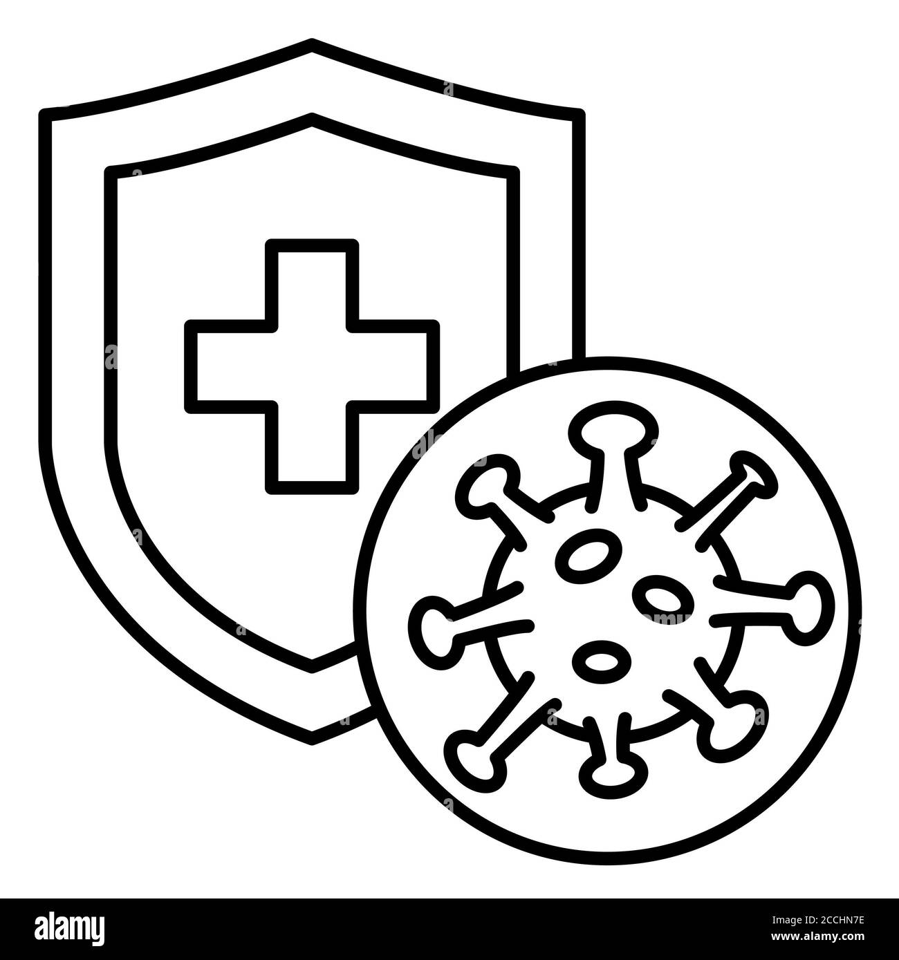 Immunity shield Corona Line Icon Stock Photo