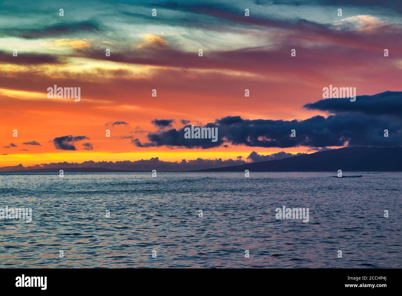 Dramatic cloudscape at sunset in Lahaina on Maui. Stock Photo