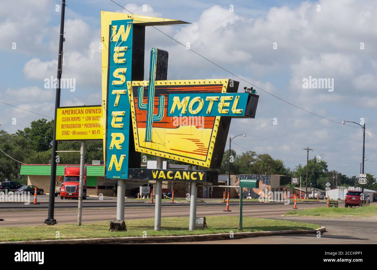 Sayre, Oklahoma, USA September 11 2015; Western Motel retro
