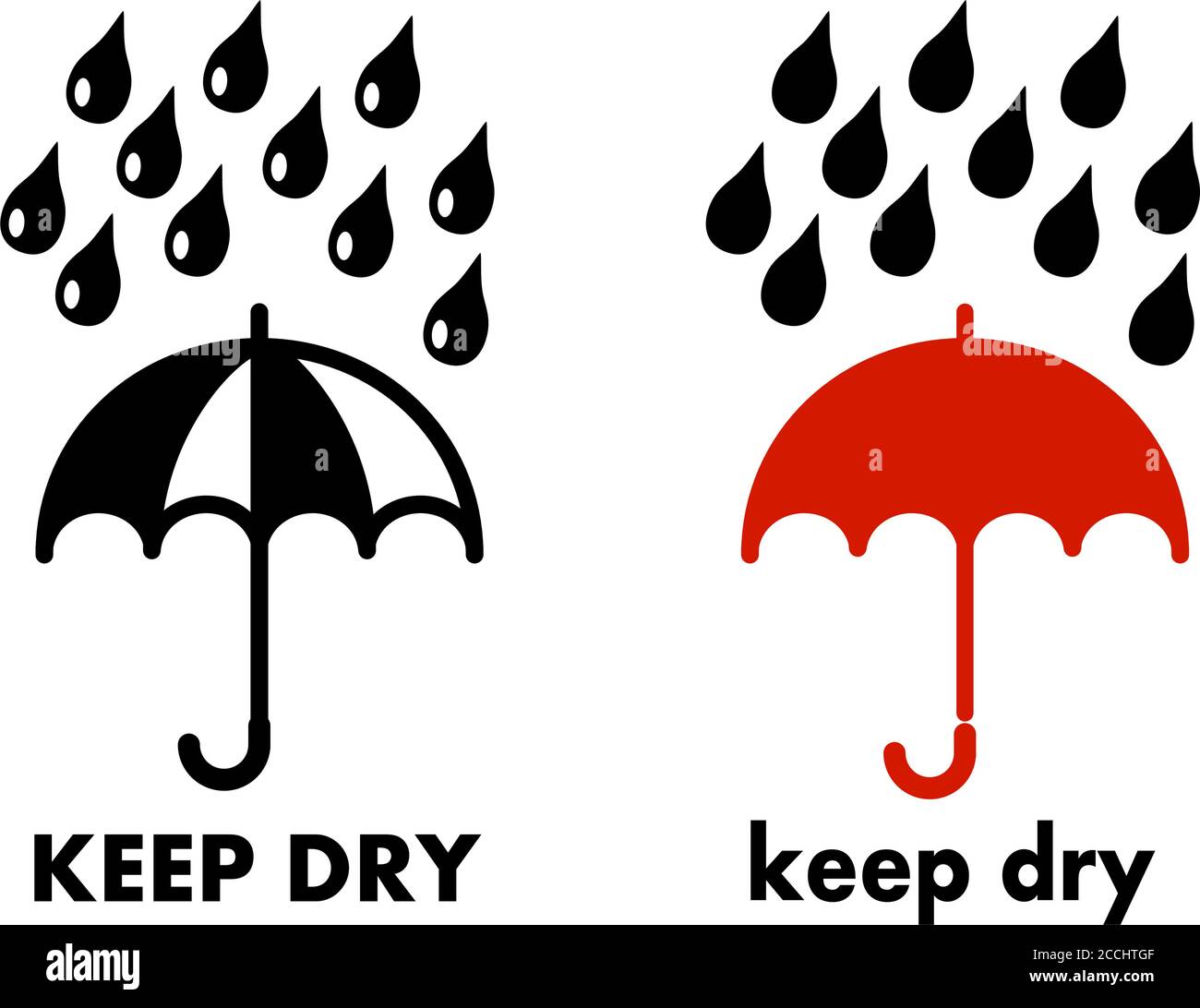 Keep dry / protect from water icon. Simple umbrella with drops over it Stock Vector