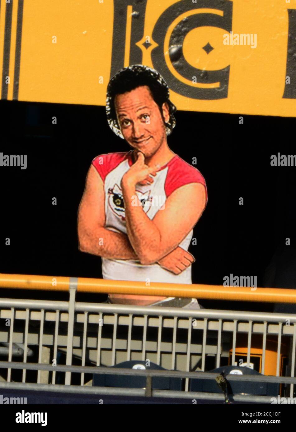 Pittsburgh, United States. 22nd Aug, 2020. A cardboard cut out of Rob Schneider in the seats of the Pittsburgh Pirates PNC Park before the start of the game with the Milwaukee Brewers at PNC Park on Saturday, August 22, 2020 in Pittsburgh. Photo by Archie Carpenter/UPI Credit: UPI/Alamy Live News Stock Photo
