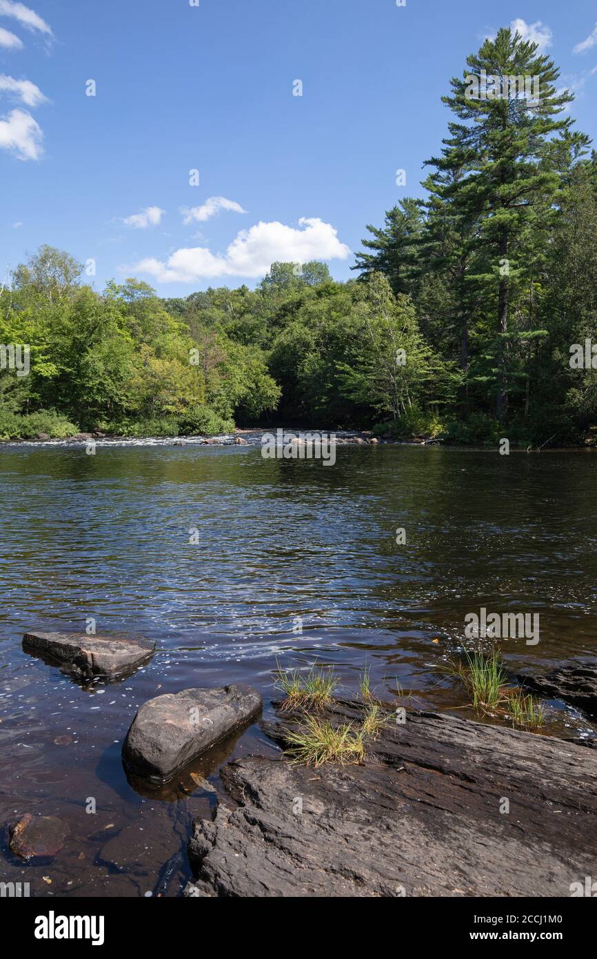 Beautiful Oxtongue River and stone banks in northern Ontario Stock ...