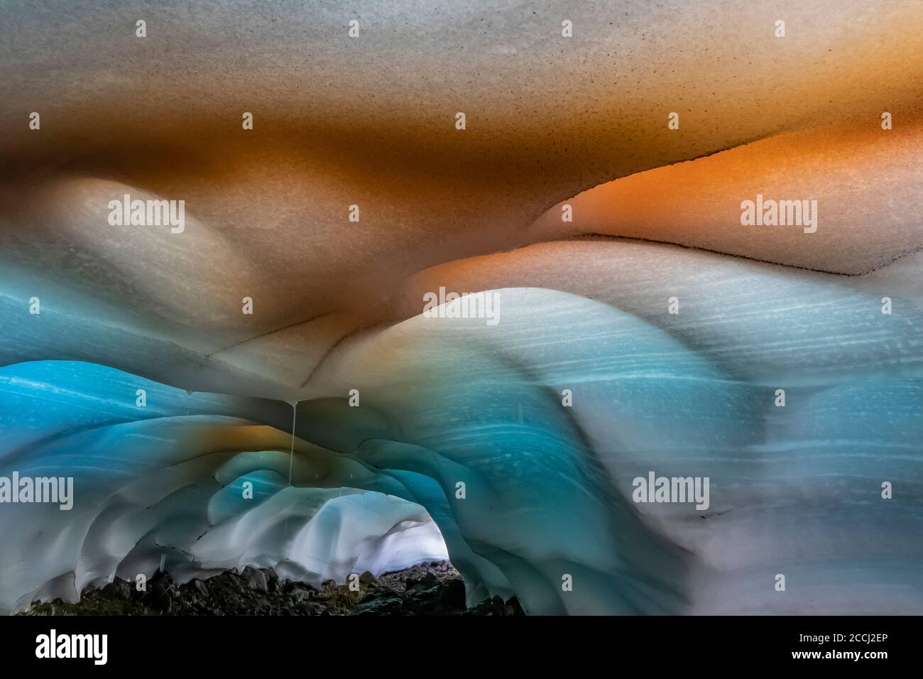 Giffer Rocks Seasonal ice cave formed by melting from the flowing Cispus River, Goat ...