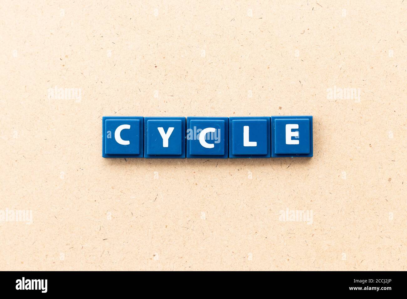 Tile letter in word cycle on wood background Stock Photo Alamy