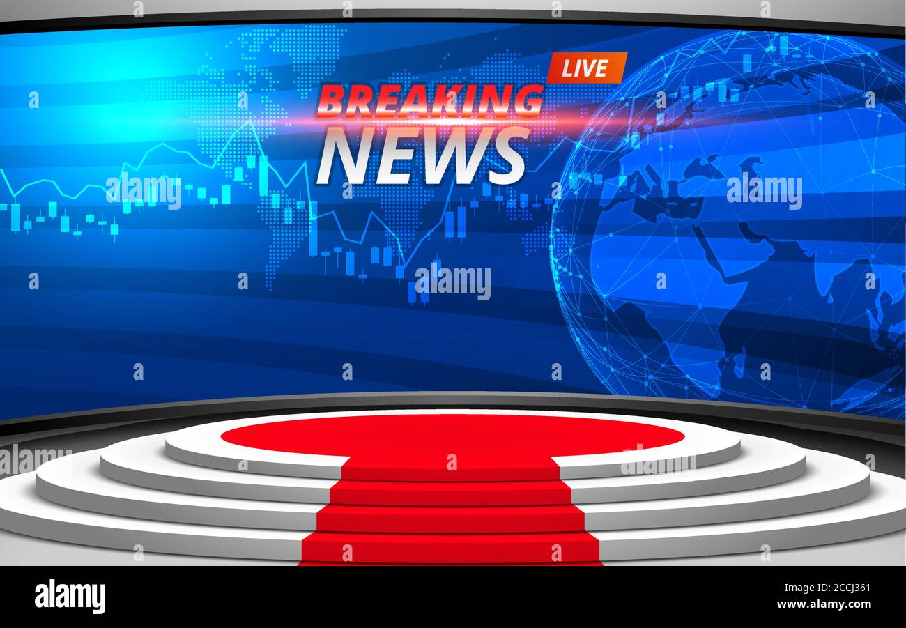 White Stage And Breaking News On Lcds Background In The News Studio Room Stock Vector Image Art Alamy