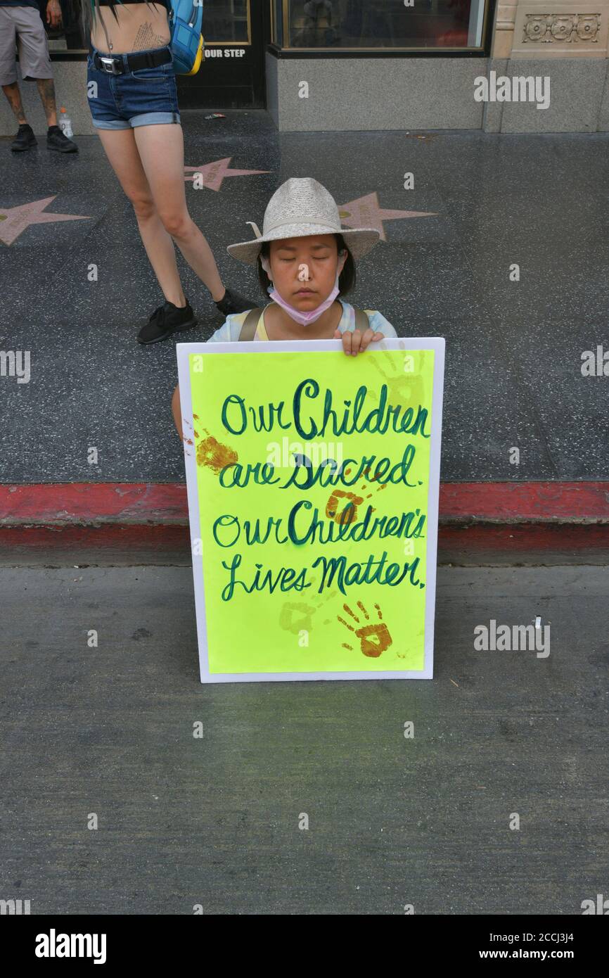 Hollywood CA. 22nd Aug, 2020. Save our children protest against child trafficking rings and pedophile in elite circles of Hollywood in Hollywood, California on August 22, 2020. Credit: Damairs Carter/Media Punch/Alamy Live News Stock Photo