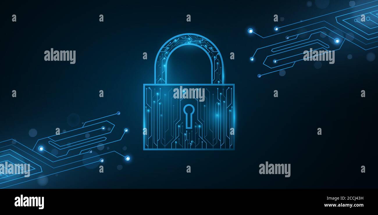 Security lock in futuristic cyber style. Password protection of ...