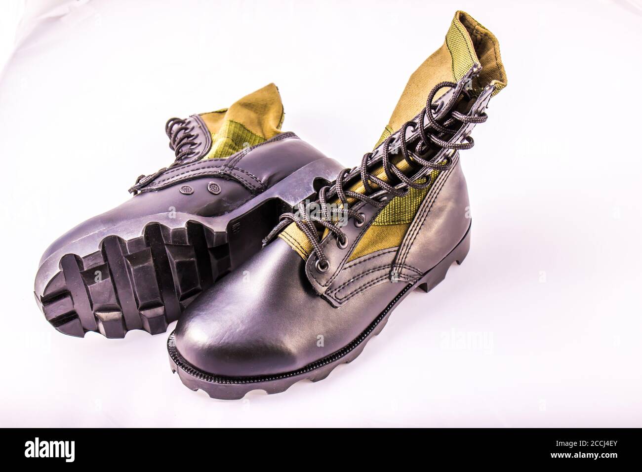 Green Canvas Jungle Boots Used In Vietnam Era Stock Photo Alamy