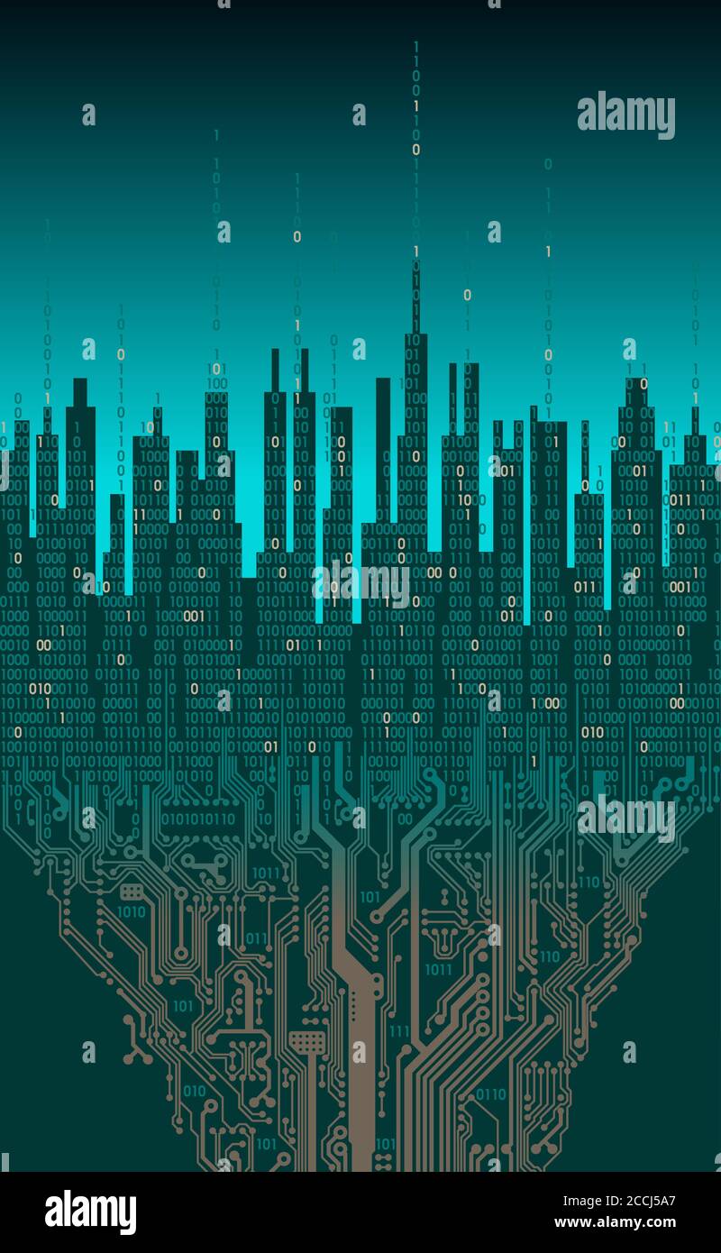 City online. Abstract futuristic digital city, hitech information