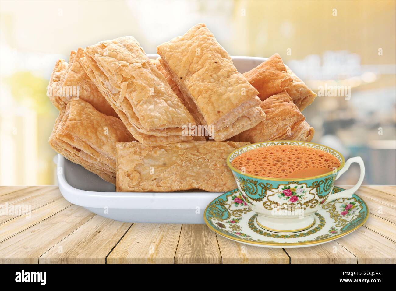 indian khari or kharee or salty Puff Pastry Snacks, with tea, Khari bread Rusk, Puff Pastry