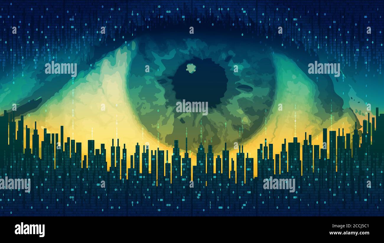 Futuristic computer digital technology, global surveillance Stock Vector