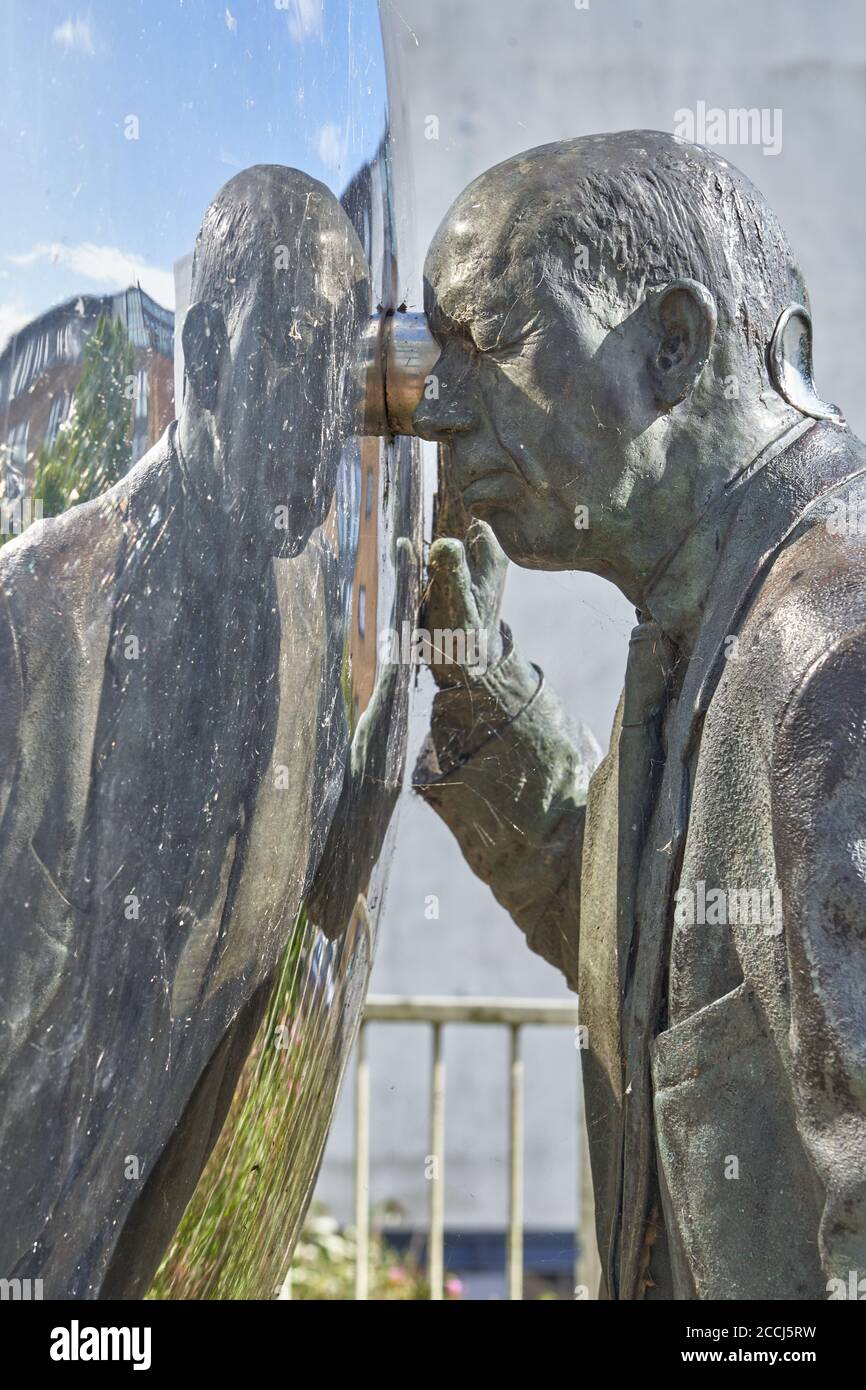 Detail of A Private View by Kevin Atherton, a sculpture overlooking Cardiff Bay, South Wales Stock Photo