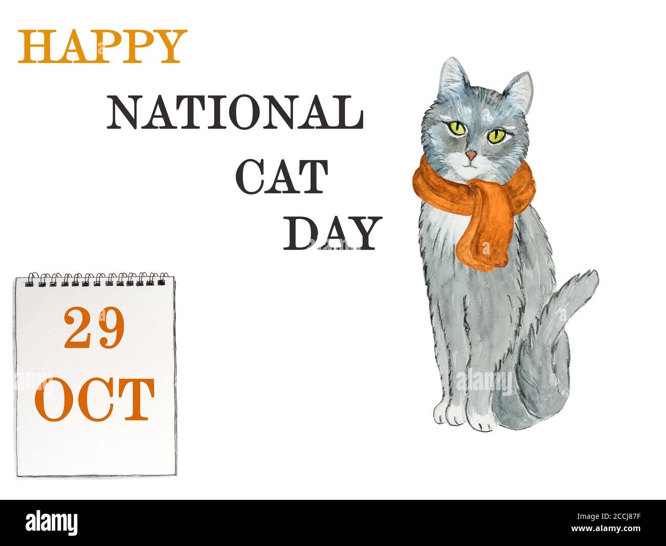 National Cat Day. Beautiful card. Close up Stock Photo Alamy