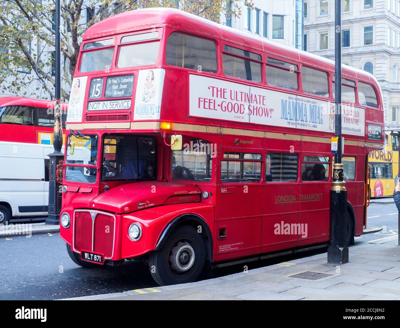 Old vintage red double decker bus - London, England Stock Photo