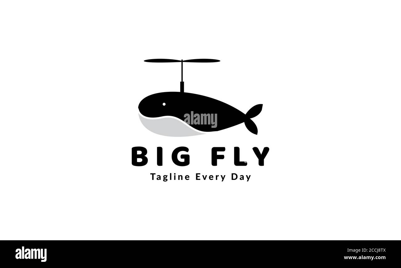 whale and  propeller logo design Stock Vector