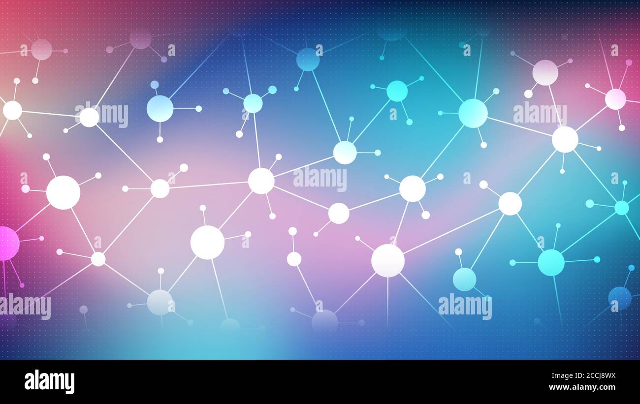 Communication social network on a colored background, abstract social network, flat vector design Stock Vector