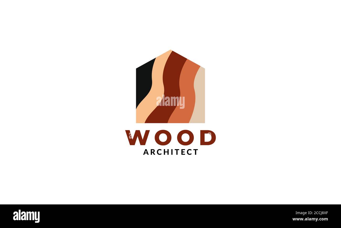 modern wood home or house or real estate or flooring or roof logo design Stock Vector