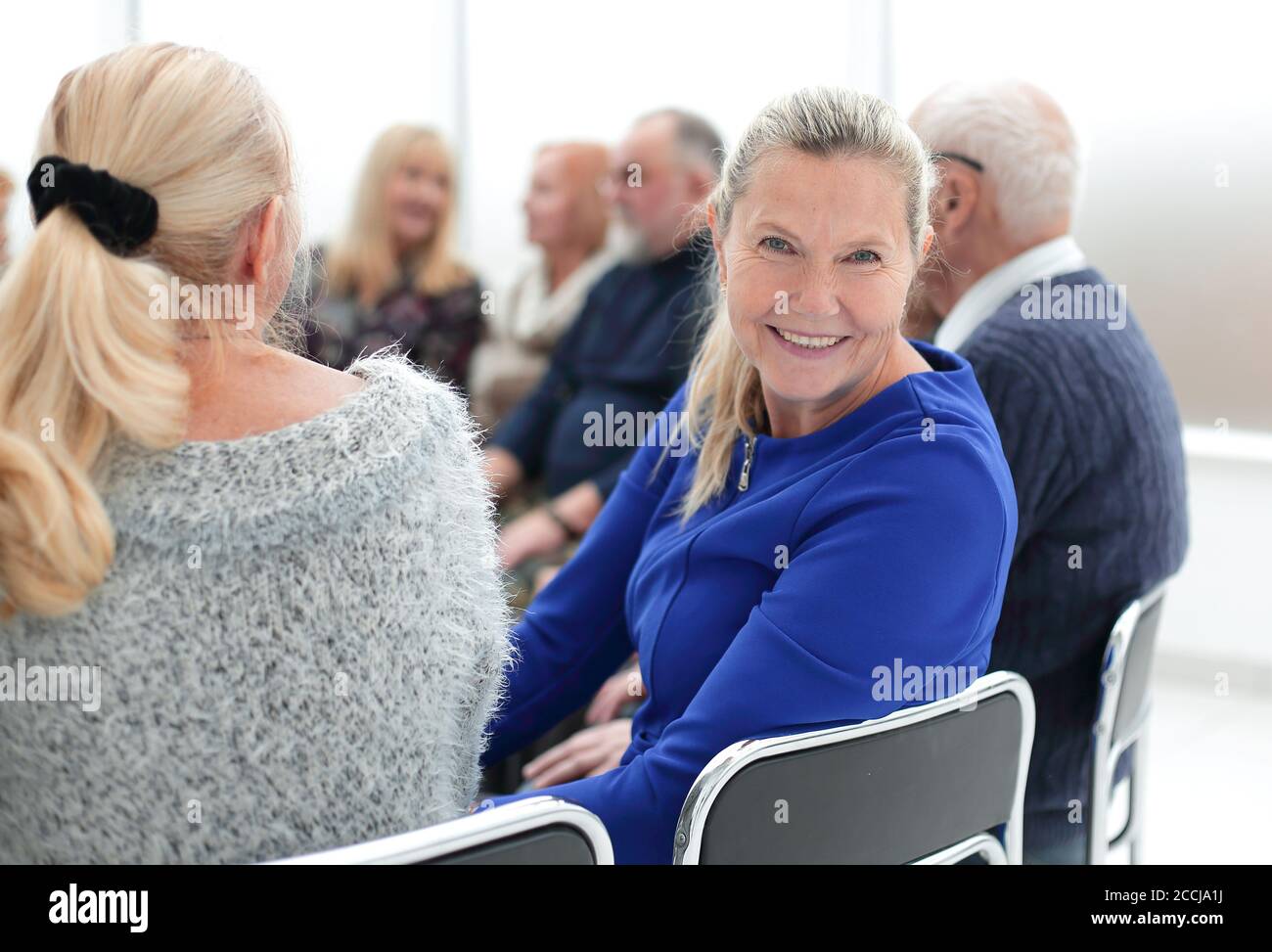 the long-awaited meeting of the elderly Stock Photo