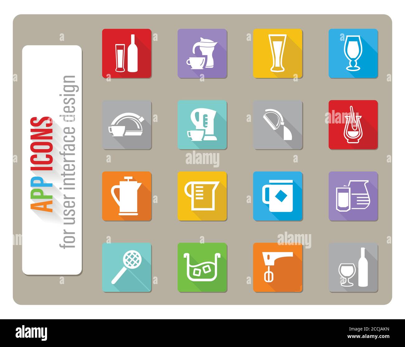 utensils for beverages icon set Stock Vector