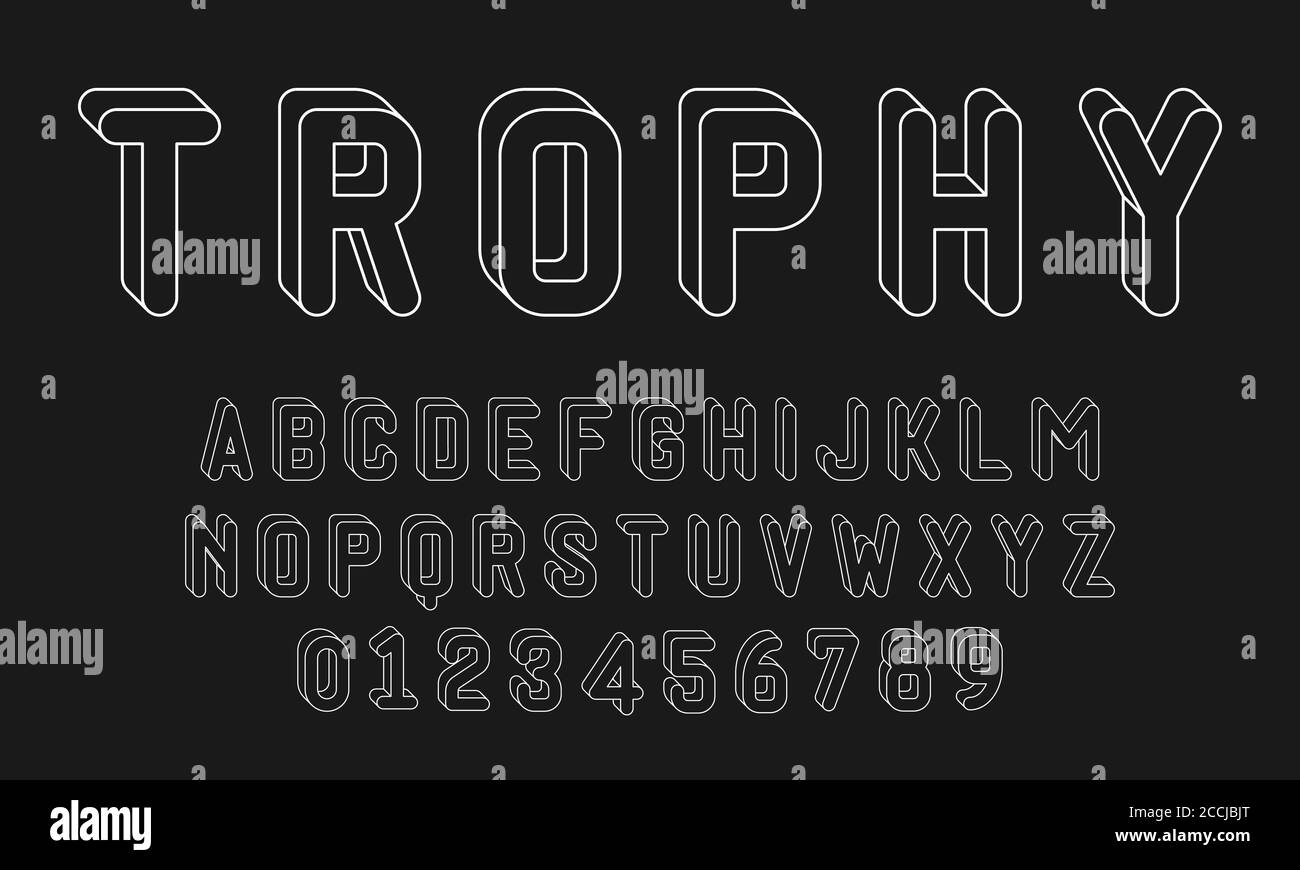 Set of alphabets font letters and numbers modern with 3d concept vector illustration Stock Vector