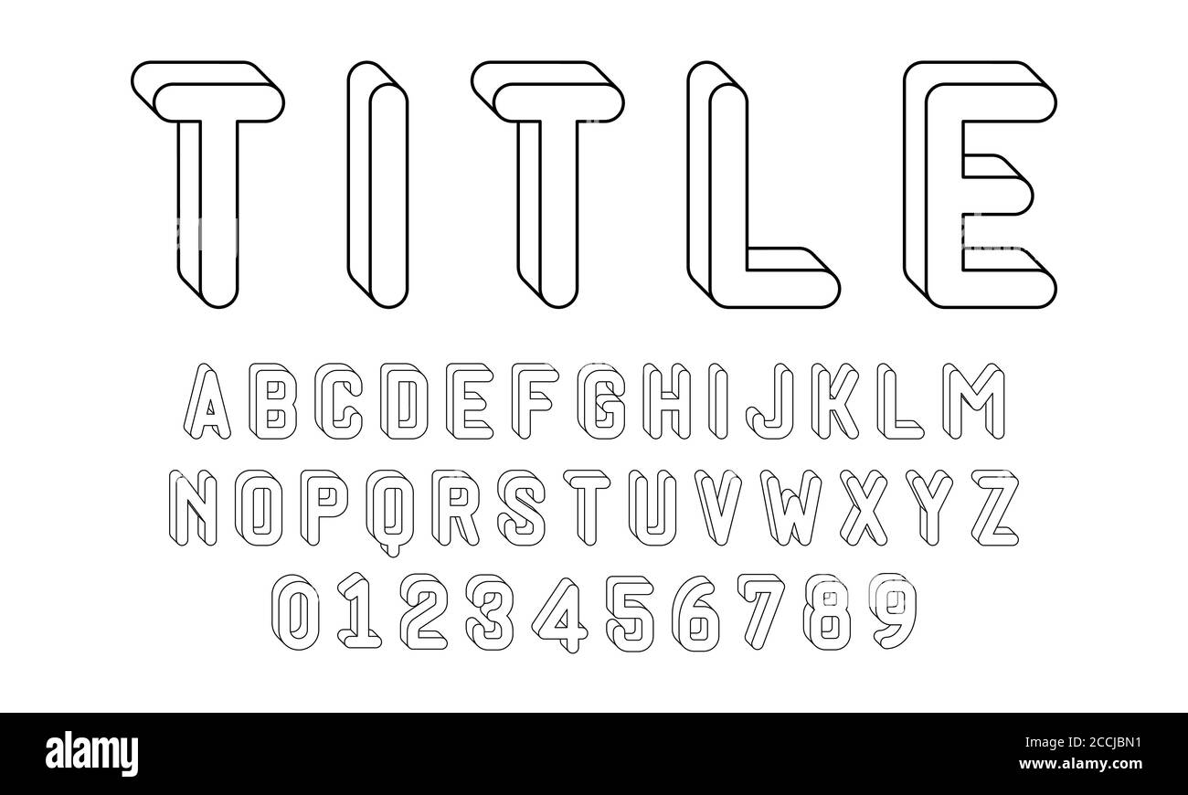 Set of alphabets font letters and numbers modern with 3d concept vector illustration Stock Vector