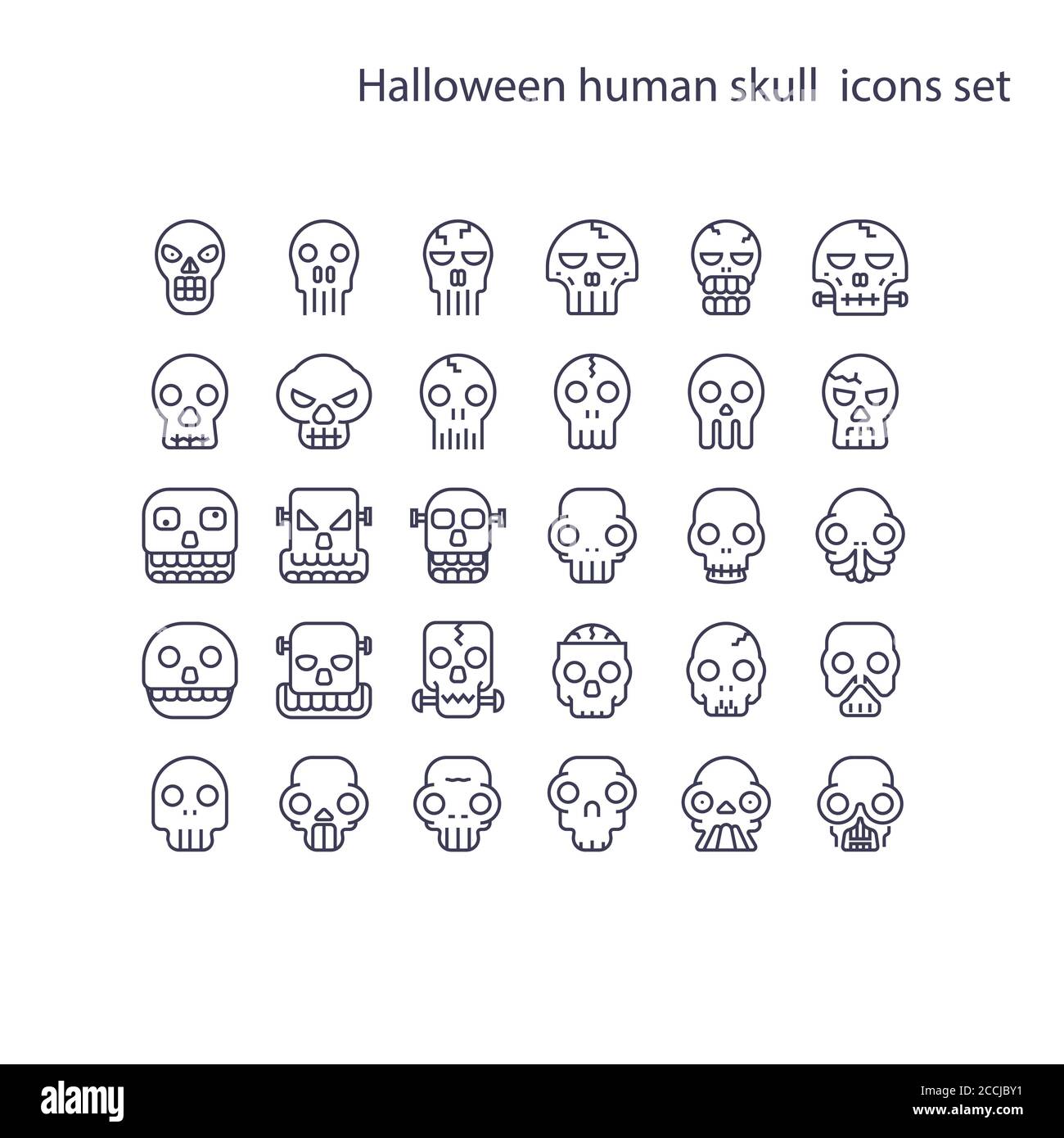 Halloween human skull vector icon.Ghost or Monster. Demon or Satan sign. 64x64 pixel perfect icon Stock Vector